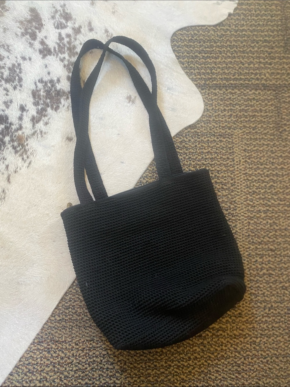 The Sak Black Crochet Shoulder Tote